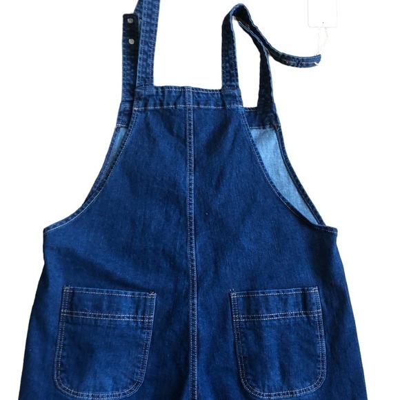 Soojun Casual Loose Fit Baggy Denim Bib Overall Sz M Cotton Stretch Blue Spring - Picture 15 of 15